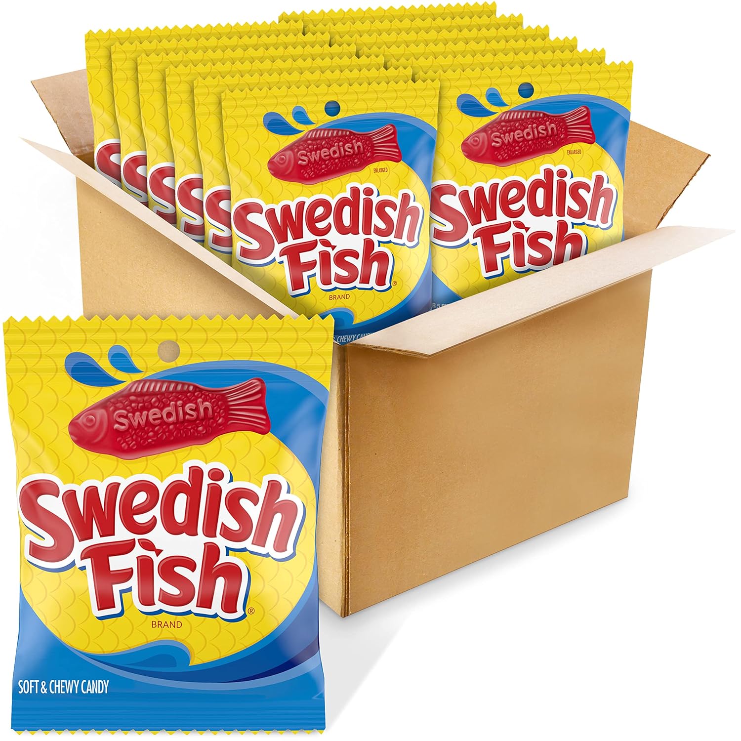 SWEDISH FISH Soft & Chewy Candy, 12- 5 oz Bags